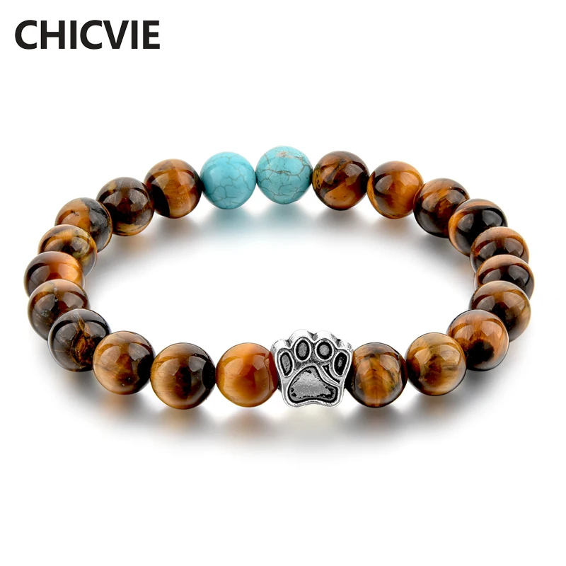 CHICVIE тигровый глаз натуральный камень искусственный браслет Собачья лапа