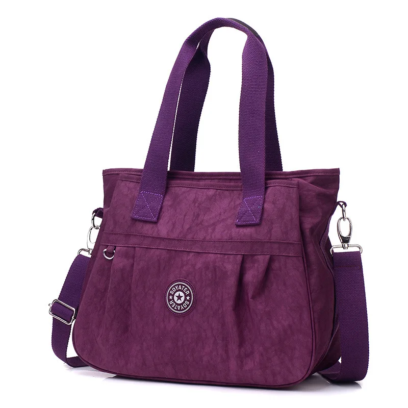 Grape purple Новинка, Женская водонепроницаемая нейлоновая сумка, Большая вместительная сумка через плечо, ультра-светильник, сумка для путешествий, высокое качество, сумка-тоут - Цвет: Grape purple