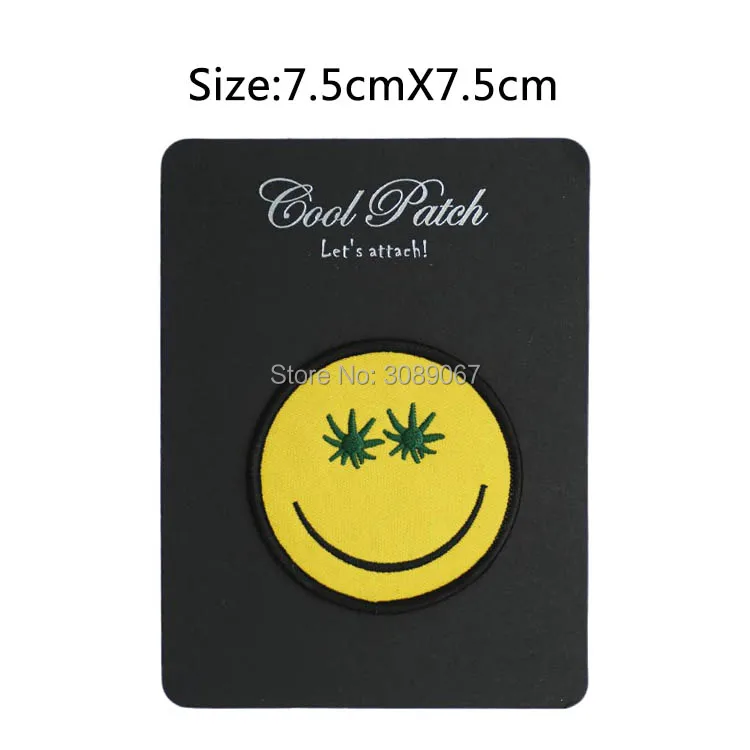 Stoner смайлик Горшок Лист уход за кожей лица сорняков Ретро Воно хиппи аппликация