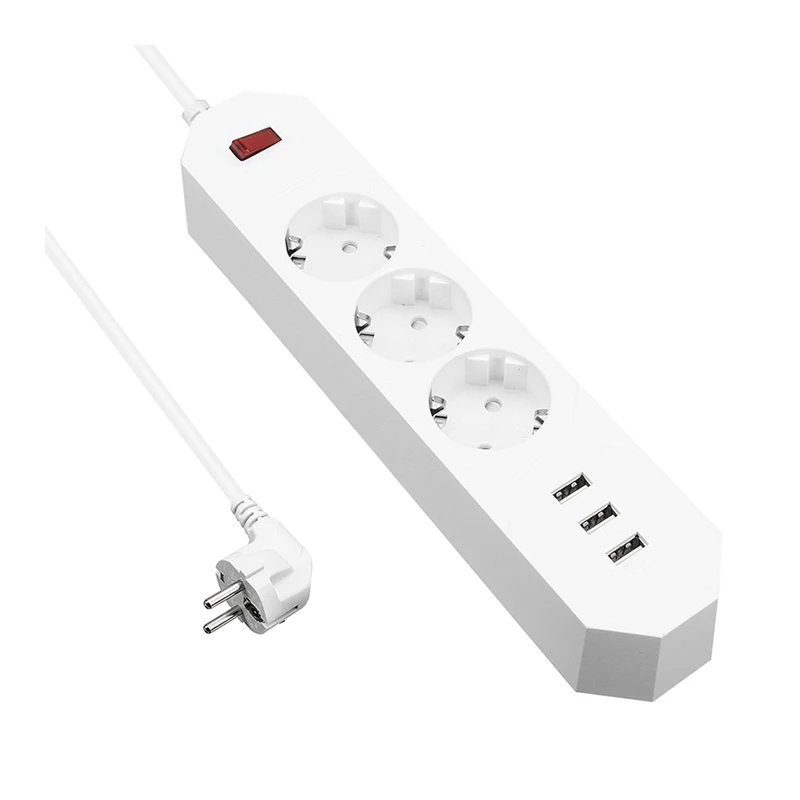 CLAITE умная USB лента питания 5 в 250 А 3 порта usb адаптер для зарядки 4000 в 16A 1,8 Вт 3 розетки переменного тока ЕС вилка CE FC-Rohs м