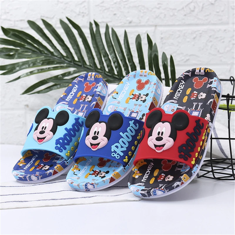 Новинка лета 2019 популярные детские сандалии Disney Нескользящие тапочки с Микки и