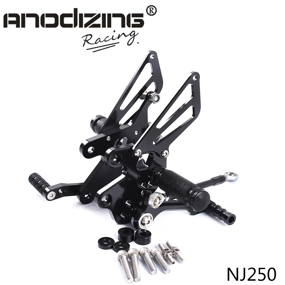 Полный ЧПУ Алюминий мотоциклетные Регулируемый Rearsets задние наборы подножки для KAWASAKI NINJA250R NINJA300 NINJA250 2008-2012