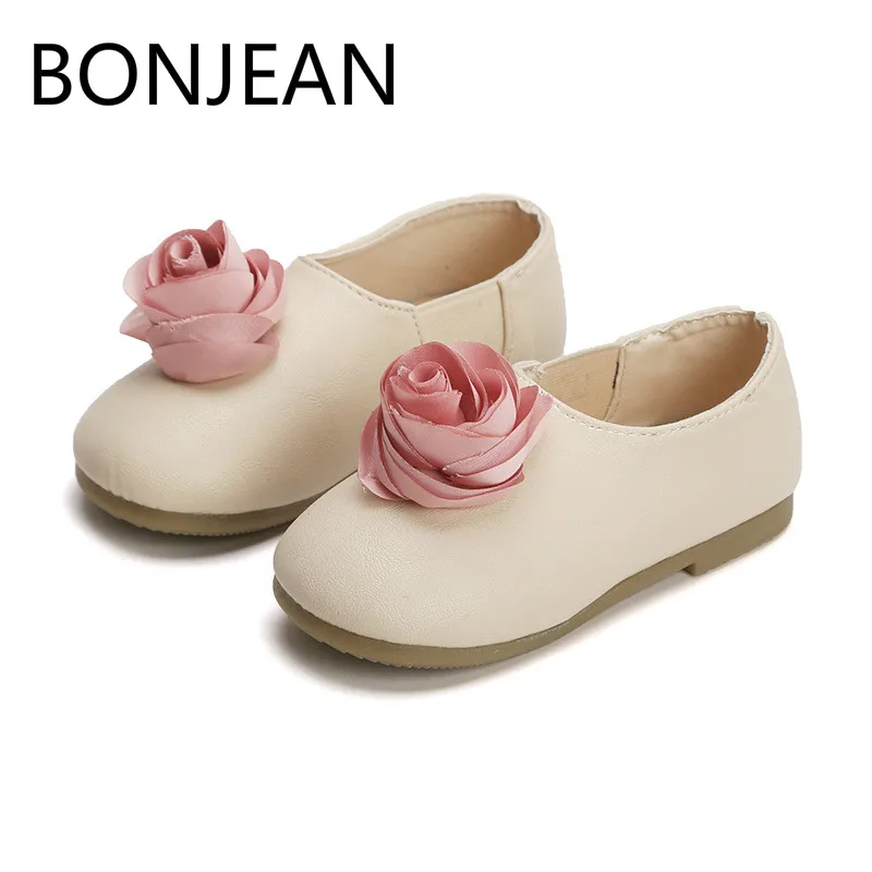 Весна Осень 2019 детская обувь в горошек Корейская версия кожаная с цветочным