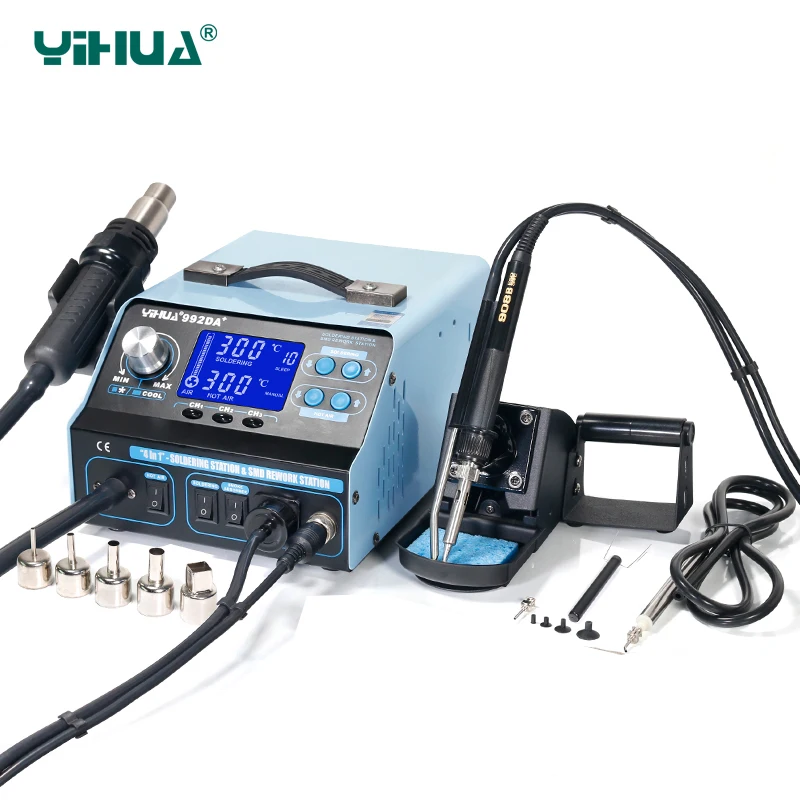 

YIHUA 992DA+ BGA Soldering Station Repair Board Rework Station Soldering With Hot Air gun Soldering Iron Smoke Vacuum 110V/220V