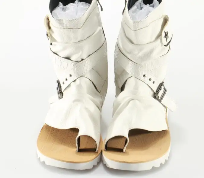 Популярные летние белый питон кожаные мужские сандалии на ремешках в римском