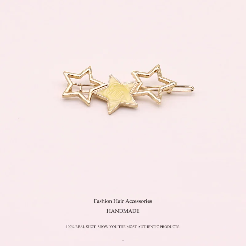 Yellow Five Star Euhra капающая масляная металлическая заколка для волос, повязка для волос, расческа, заколка для волос, Золотая шпилька, инструменты для красоты, аксессуары для головных уборов - Цвет: Yellow Five Star