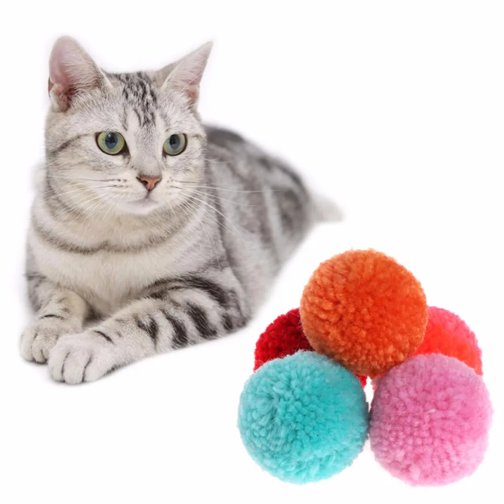 5 шт. игрушка для кошек Плюшевые Шарики Ассорти Pet игра котенок интерактивный мягкий карамельный цвет