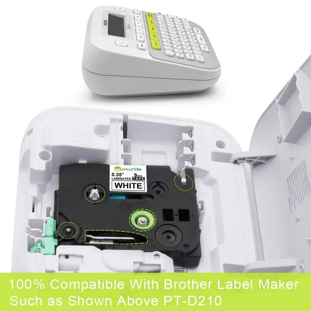 5 шт. 9 мм TZe лента 221 421 Tze 521 621 Совместимость с Brother P Touch 721 PT D210 D400 производителей