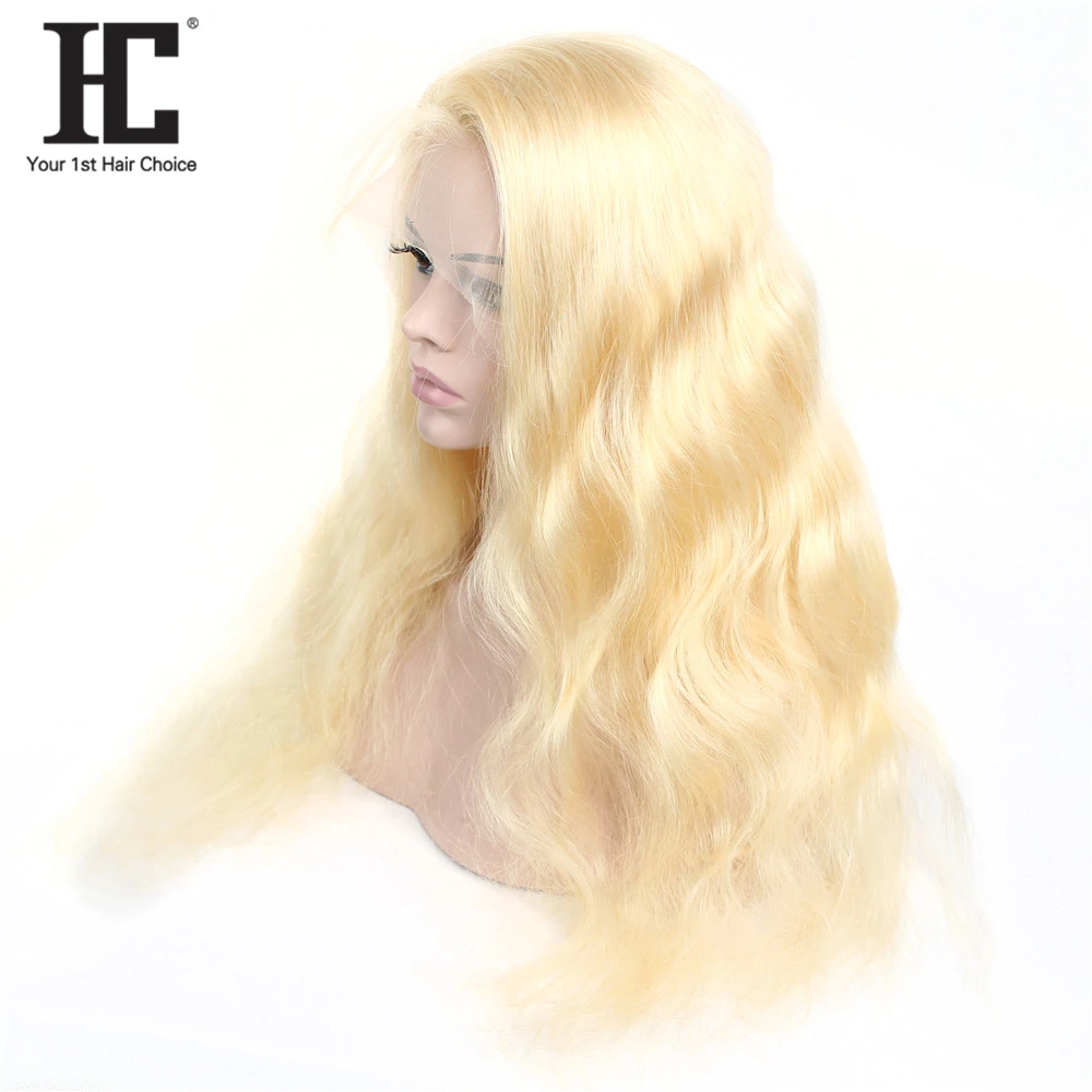 HC Blonde 613 перуанские человеческие волосы Remy парики фронта шнурка 150% медовый блонд