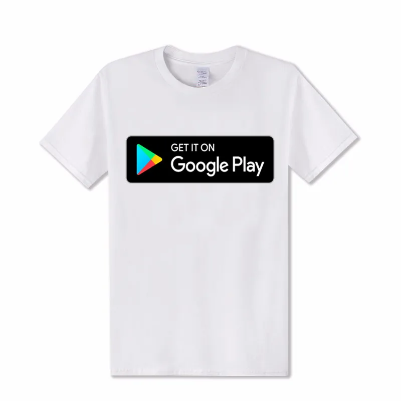Git it on Google Play letters printed T Shirts men Cotton Short sleeve google shirt hombre Leisure T-shirt tshirts | Мужская одежда
