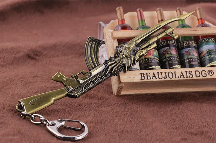 Vintage Gold Color Counter Strike AK47 Guns Keychain For Men CS GO AK-47 Key Chain Male Jewelry Party Boys Souvenirs Gift | Украшения и