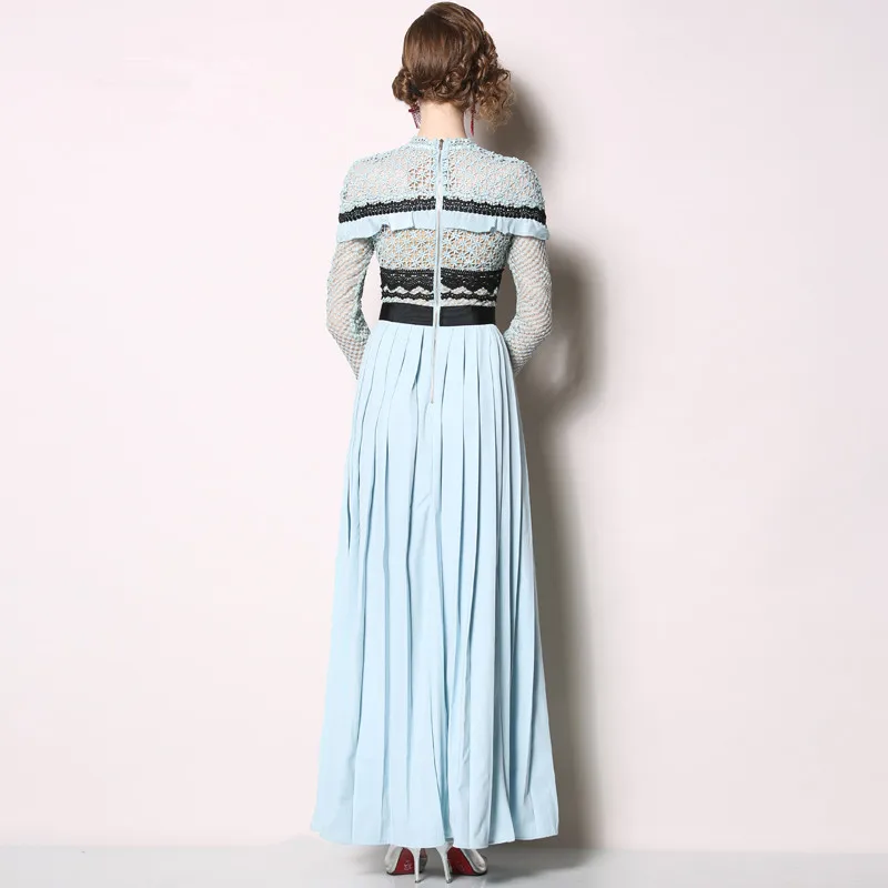 JSXDHK S XXL Автопортрет весеннее Плиссированное длинное платье взлетно посадочной