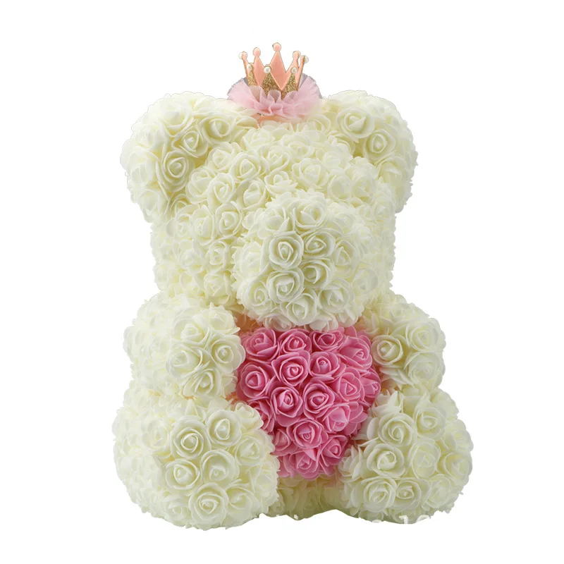 Cream Pink Crown Хит, 38 см, искусственные цветы в виде медведя черной розы для дома, свадьбы, фестиваля, сделай сам, подарки для влюбленных, Дешевые Свадебные украшения - Цвет: Cream Pink Crown