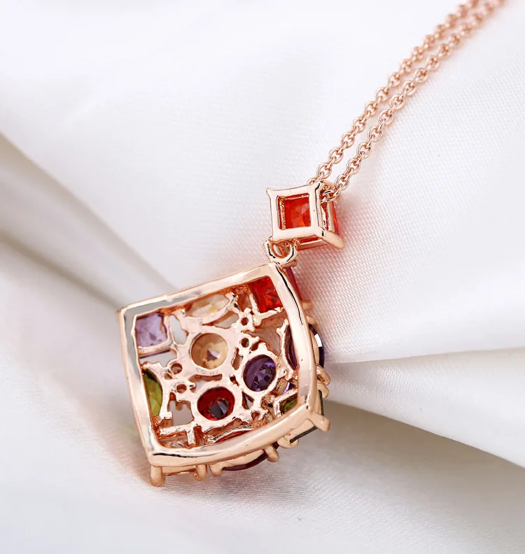 The new European and American high-end temperament AAA grade zircon necklace Monalisa square | Украшения и аксессуары