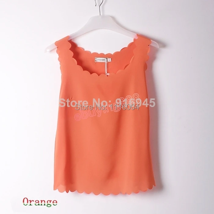 DHL 2014 New styles shirt candy colored chiffon petals wavy edge fashion tank tops women vest 50pcs | Женская одежда