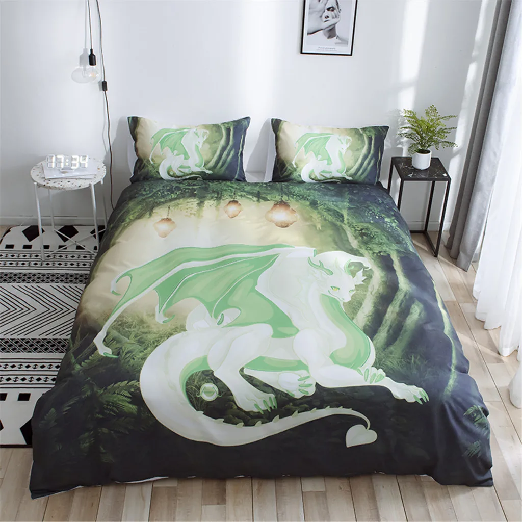 Комплект постельного белья с 3d изображением дракона на замке пододеяльник