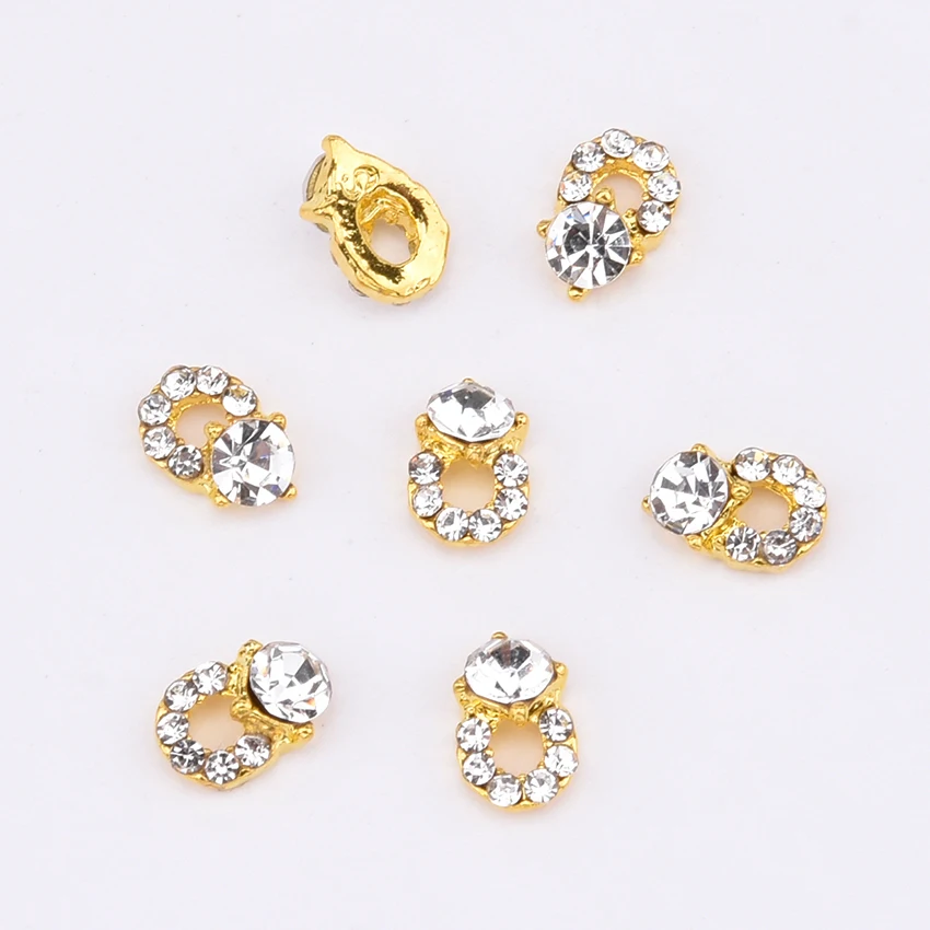 10 шт. золотые хрустальные стразы для украшения ногтей новые дизайнерские