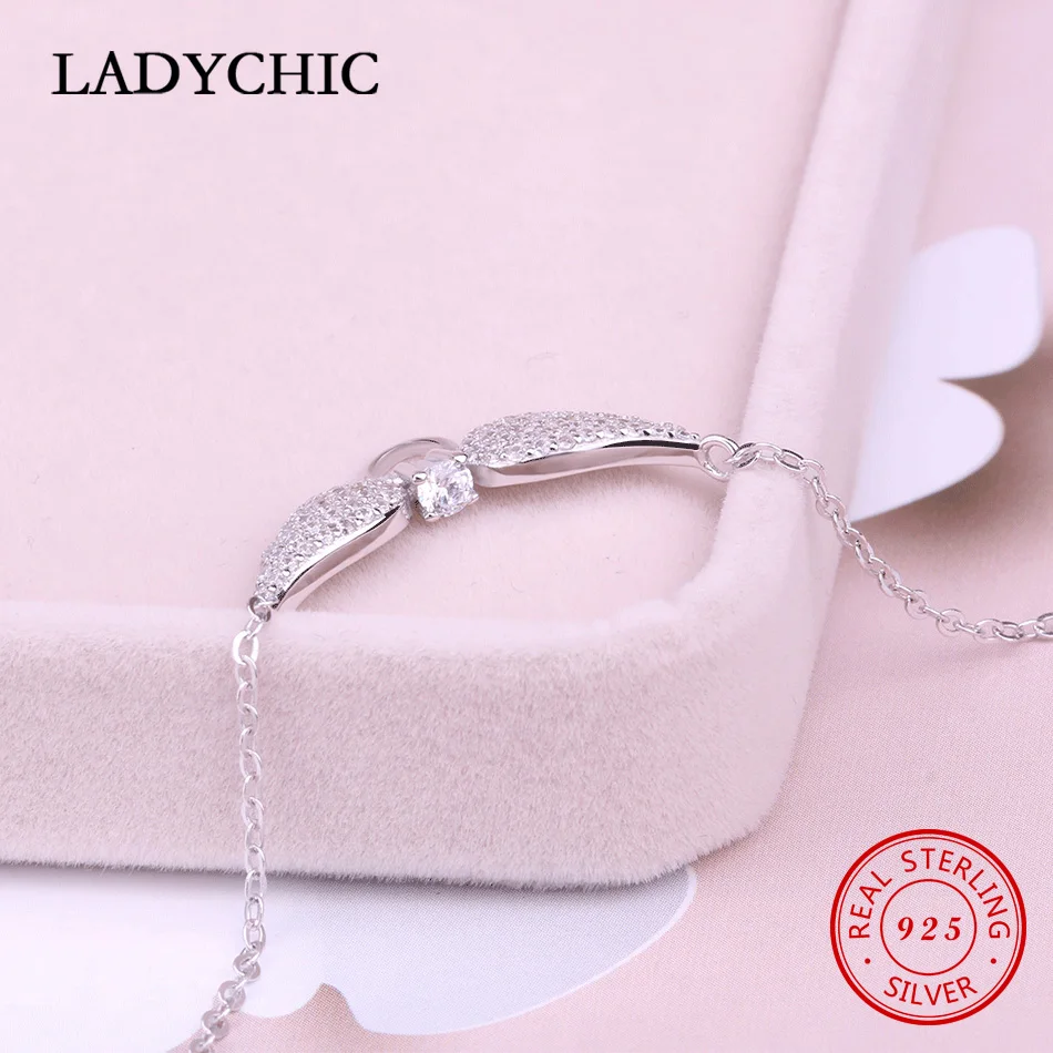 LADYCHIC 925 пробы серебряные крылья Ангела романтические ожерелья с подвесками классические ювелирные изделия с кристаллами для женщин Свадебная цепочка LNS1024