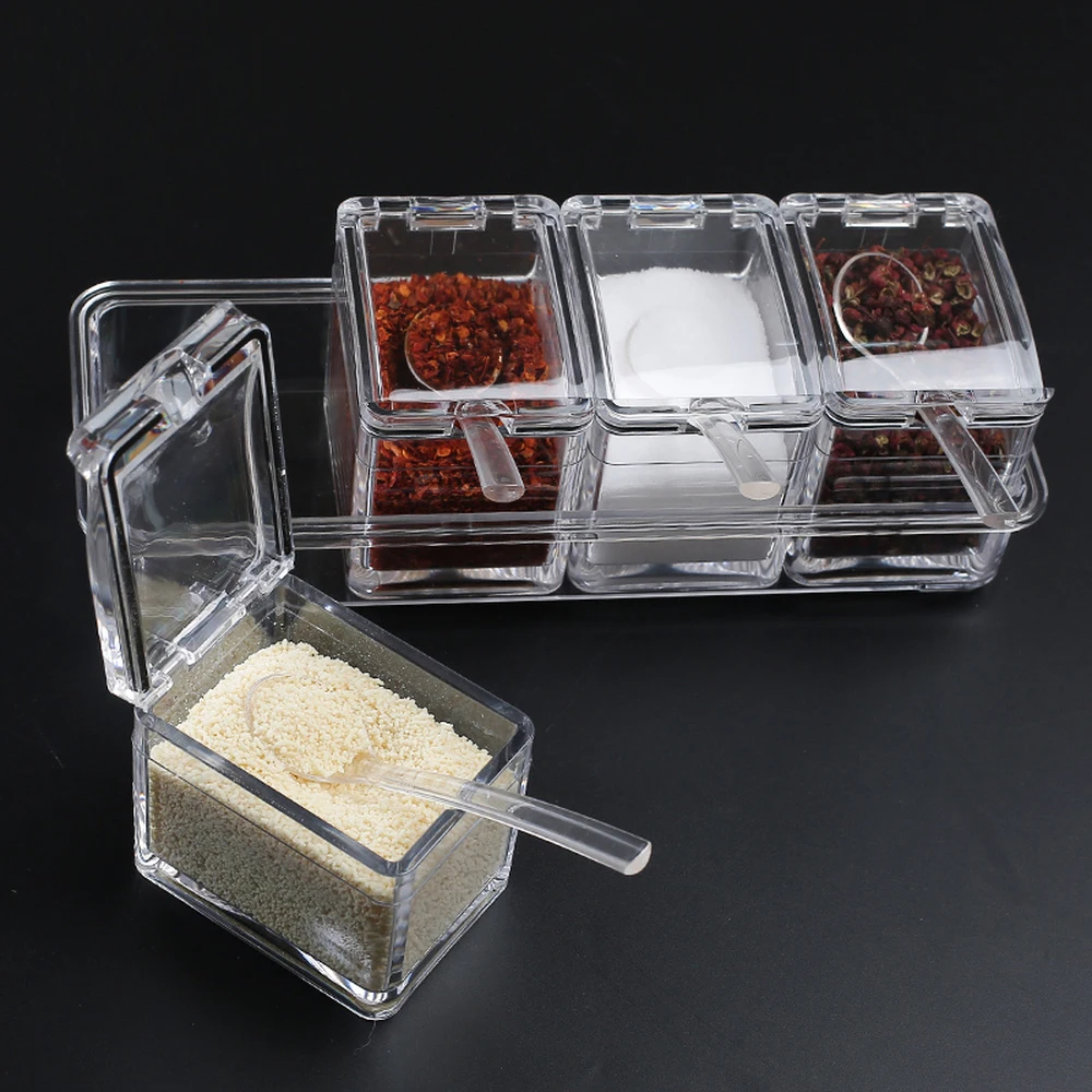 Spice box creative salt shaker household combination set glass seasoning storage kitchen jar wx9061806 | Дом и сад