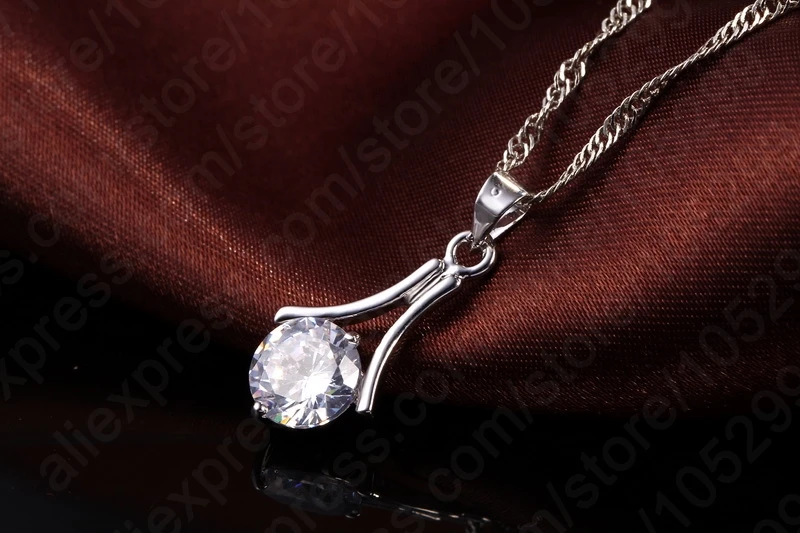 Free Shipping Promotion Women Wedding Jewelry Set 925 Serling Silver White Cubic Zircon Necklace Earrings Wholesale | Украшения и