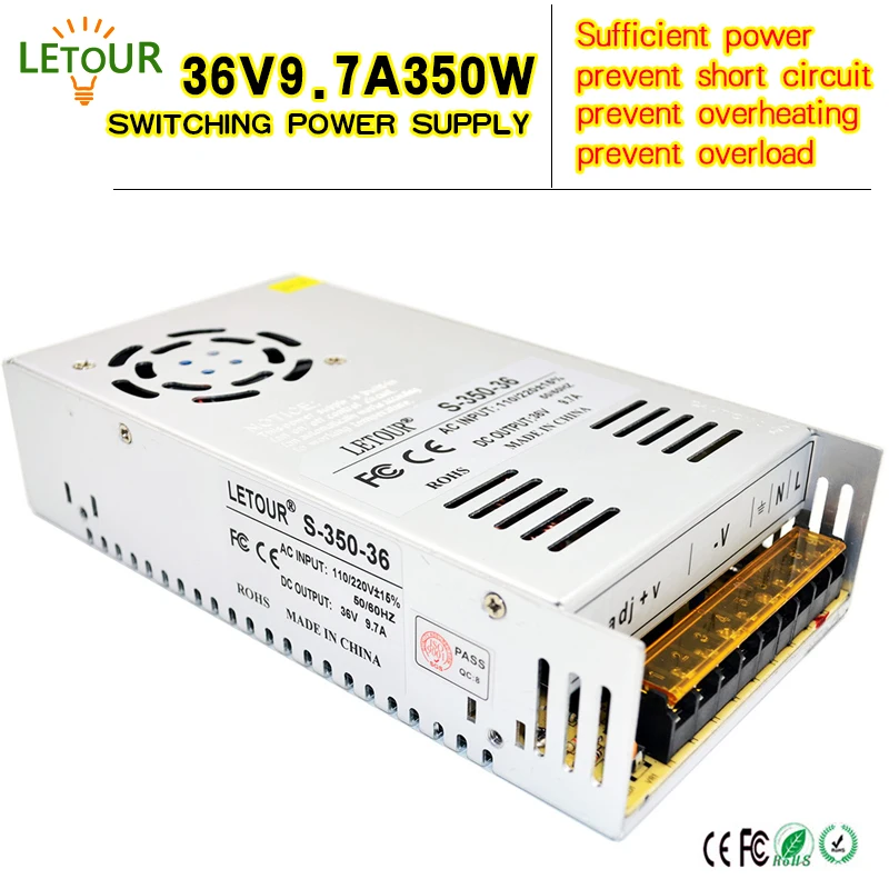 AC-DC 36V 10A 360W Power Supply LED Adapter AC110V-220V Transformer DC Driver Switching CE FCC Cert | Обустройство дома