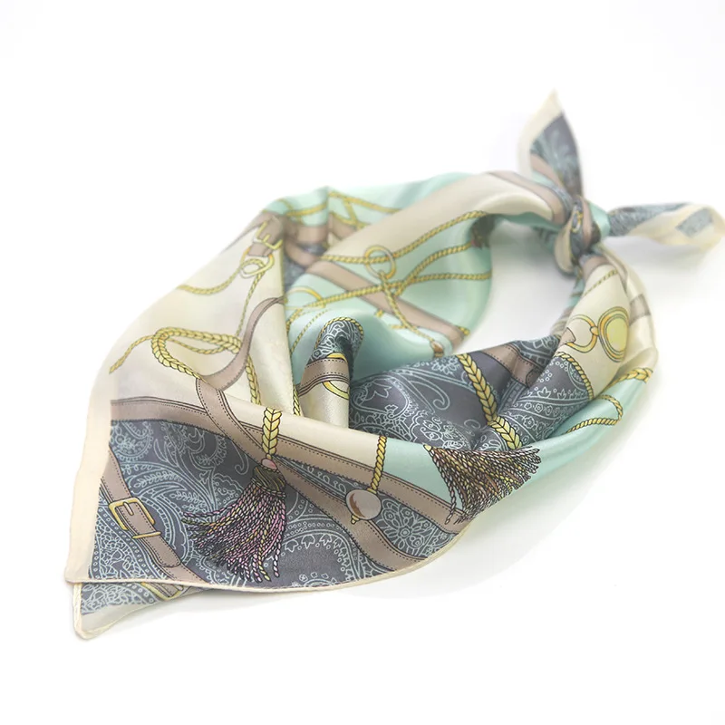 Новый светильник зеленый цвет шелковая лента Женский офисный шарф из