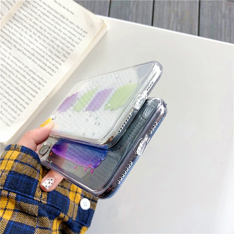 Colorful shiny Stars Smooth Phone Cases For iphone Xs MAX Case XR X 6 6s 7 8 plus Candy Color Rainbow Clear Soft TPU Back Cover |