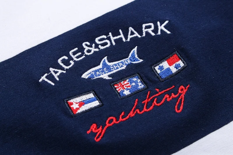 Новинка, роскошная брендовая мужская рубашка поло Tace& Shark, высококачественный полосатый мужской свитер с 3D вышивкой, рубашка поло para hombre