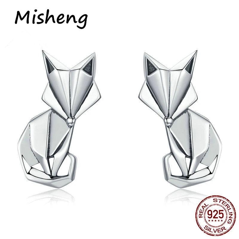 Misheng милые серьги-гвоздики с оригами лиса женские новые модные брендовые