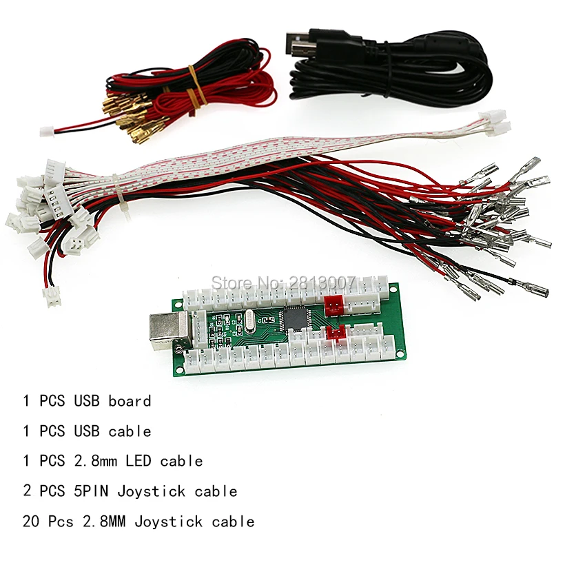 Set 1 2 игрока аркадная Нулевая задержка USB энкодер ПК PS3 Raspberry Pi Android аркадный джойстик USB плата 5 в светодиодный кнопочный контроллер - Цвет: Set 1