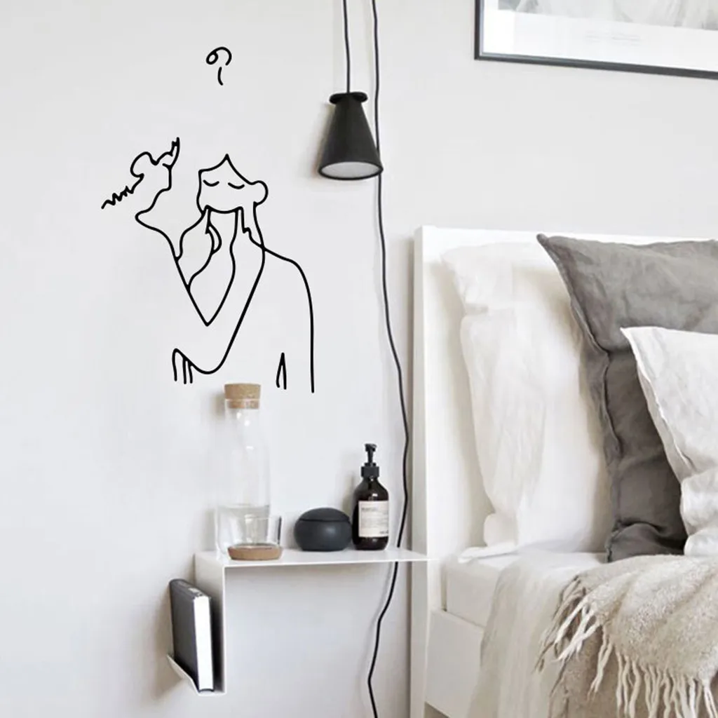 ISHOWTIENDA стикер на стену линия рисунок Декор для дома комнаты DIY простой стиль