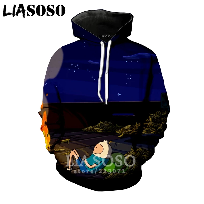LIASOSO Зима Новая мода для мужчин и женщин Толстовка 3D принт мультфильм аниме время приключений толстовка с длинными рукавами Топ пуловер A191-15 - Цвет: 5