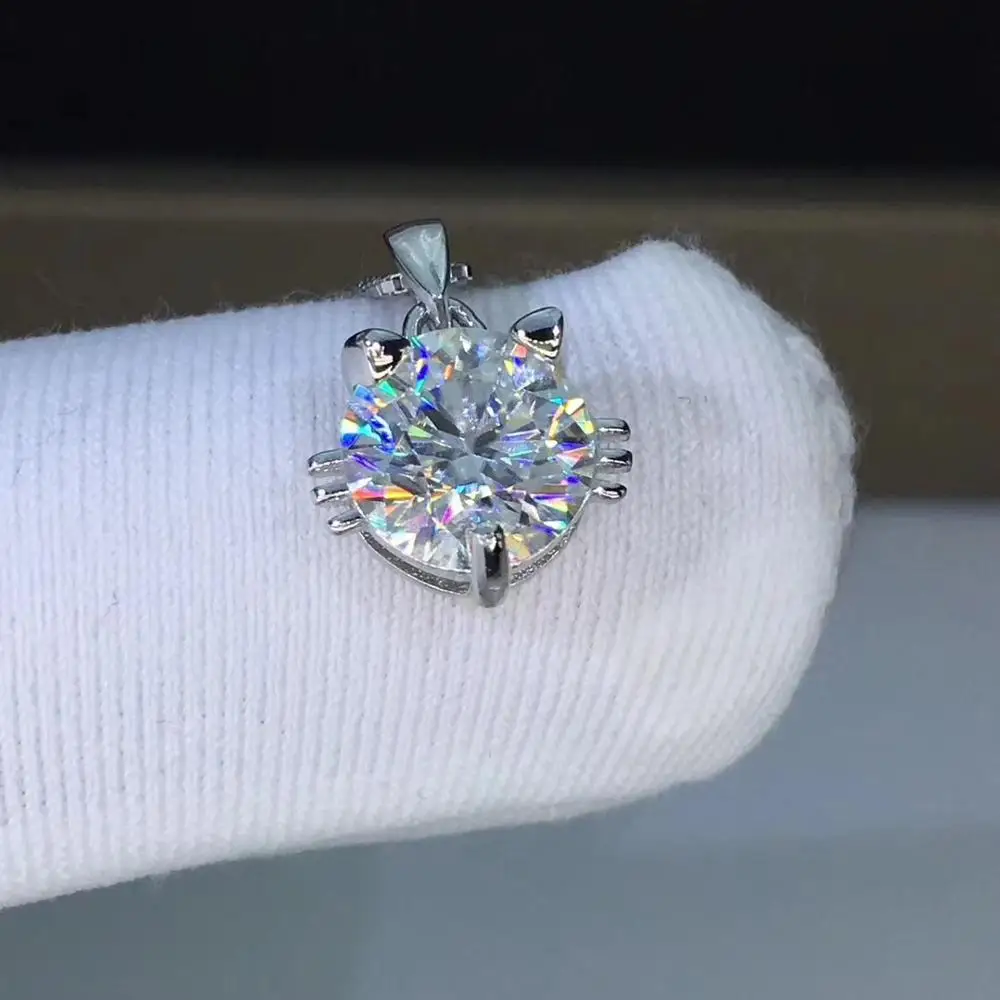 Круглые серебряные подвески Moissanite, 1 CT D VVS, роскошные Подвески Moissanite Weding для женщин