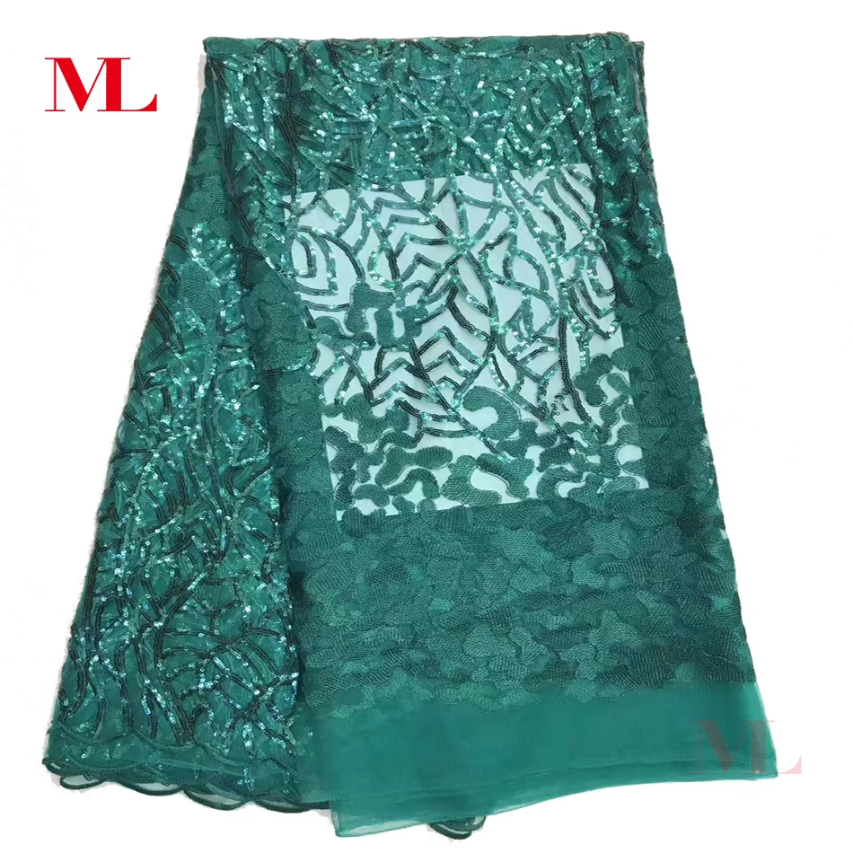 Мл 5 ярдов Африканский кружевная ткань с блестками Высокое качество кружева