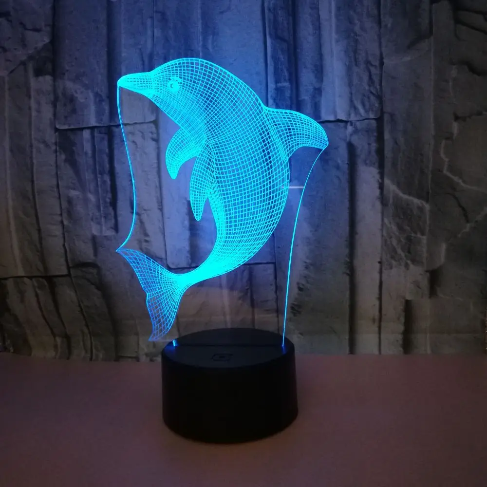 

New Dolphin 3d Night Lamp With Seven Colors Kids Led Night Light Touch Remote controlled Led Visual Gift 3d Table Lamp