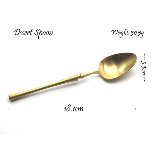 Dessert Spoon Королевский Золотой Западная обеденная посуда набор столовых приборов 304 Матовый нержавеющий с золотым ножом вилка набор кухонных принадлежностей 1 шт - Цвет: Dessert Spoon