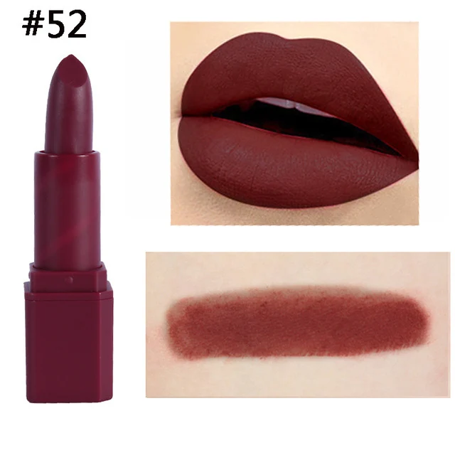 52 MISS ROSE, новинка, 20 цветов, водостойкая матовая губная помада, натуральный, легко носить, пигменты, длинный, прочный batom, макияж, помада для губ, maquiagem - Цвет: 52