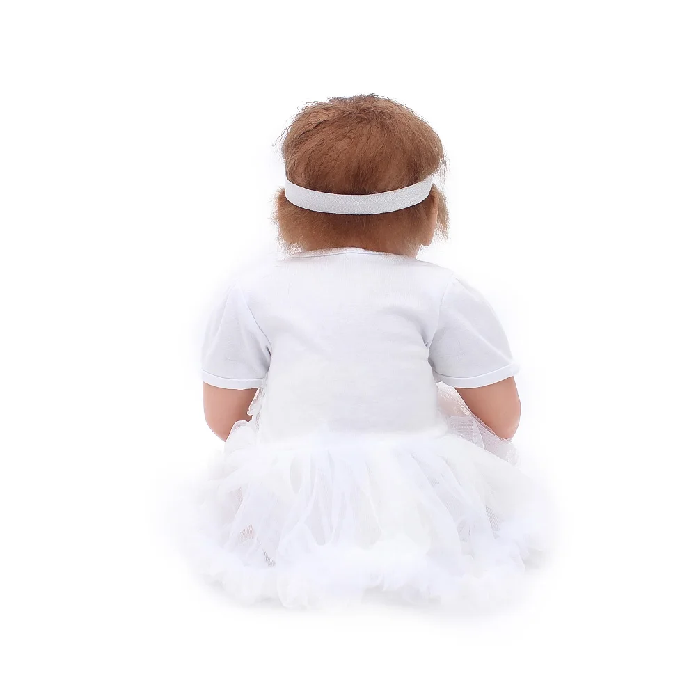 Reborn dolls белое платье для девочек силиконовые куклы для новорожденных 2" 48 см bb reborn boneca menina детский подарок с кроликом плюшевый