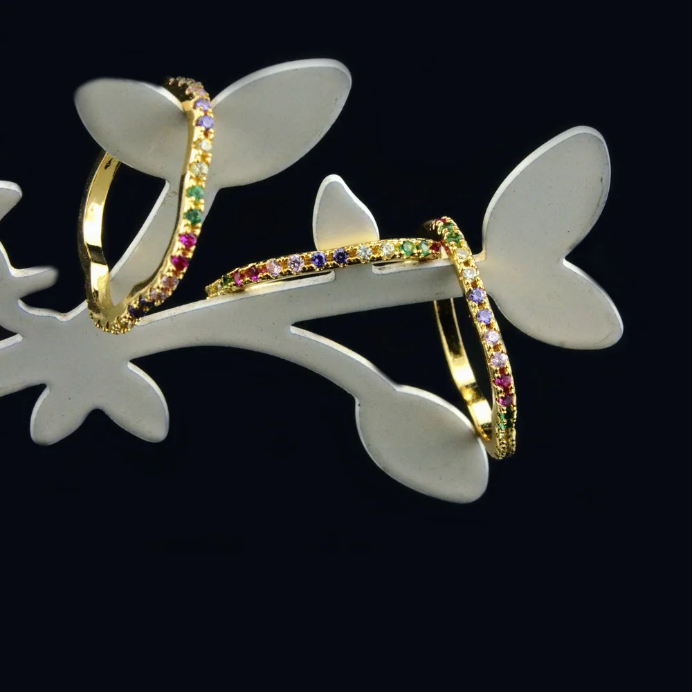 5 шт. женские модные украшения радужные кольца серии с золотым покрытием и