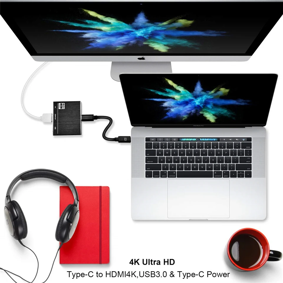 Usb концентратор Thunderbolt 3 USB 1 HDMI Type C 100 Вт зарядный порт 0 адаптер для MacBook Pro Samsung S9