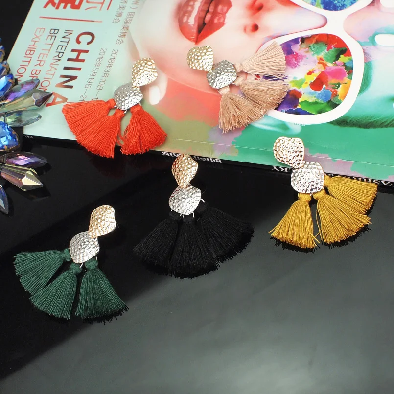MANILAI, Винтажные серьги с кисточками для женщин, Boho, золотой, серебряный цвет, неправильные, сплав, бахрома, висячие серьги, массивные украшения