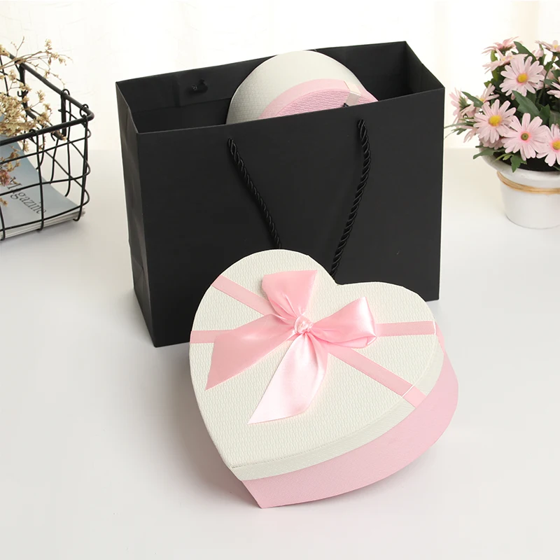 Kawaii love heart бумажная Подарочная коробка, бумажные коробки для цветов с лентой, букет роз, подарочная упаковка, картонная коробка, товары для мероприятий
