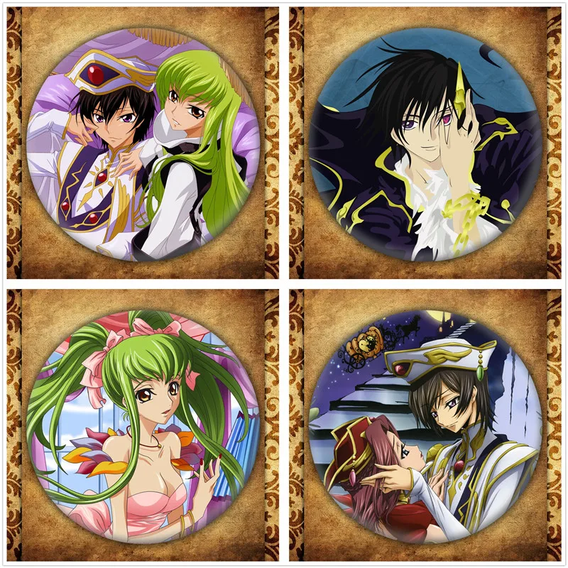 Короткая футболка с героями из японского аниме CODE GEASS Lelouch of the Rebellion бейдж