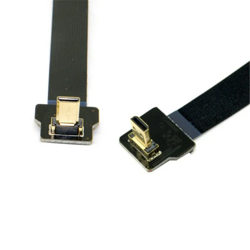 Плоский кабель 90 градусов вниз под углом FPV Micro HDMI совместимый штекер вверх FPC для