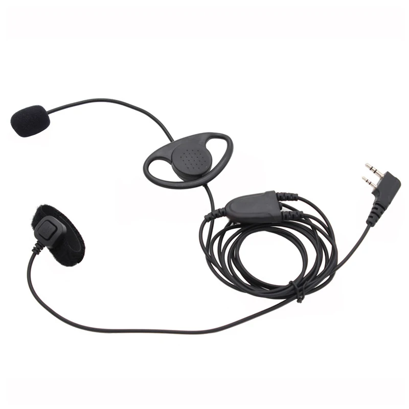 2 контактный D Форма Заушник гарнитура с пальцем PTT + микрофон для Kenwood радио BaoFeng UV