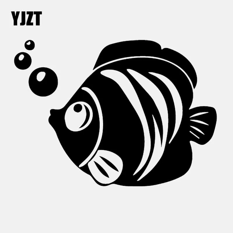 

YJZT 15,6 см * 11,2 см Автомобильная наклейка с рыбками и фотоэлементами, виниловое искусство, съемный декор, черный/серебристый цвет