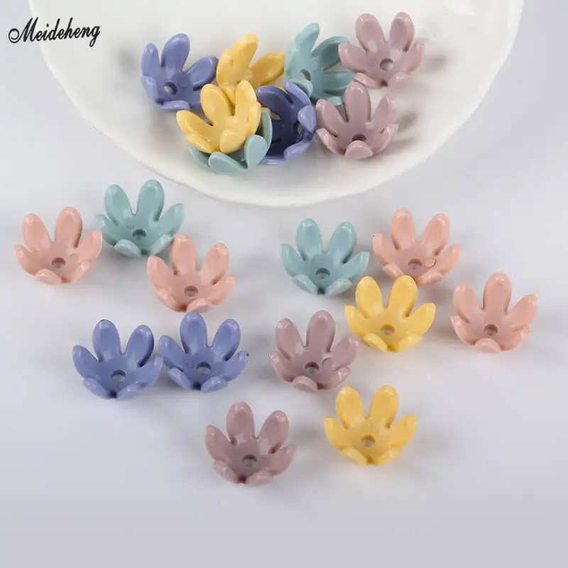 

Acrylic Fashion Jewelry Making Hair Flower Beads Through Hole Six-Claw Hairpin Decoration Earrings DIY Handmade Accessory