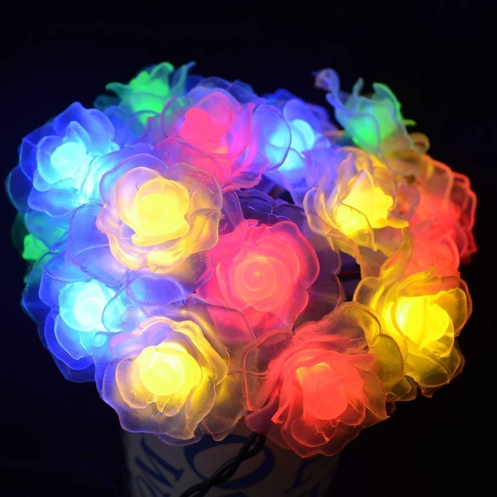 Светодиодная гирлянда с розовым цветком светодиодная на солнечных батареях