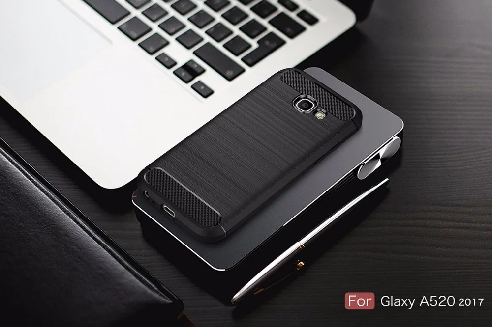 For Samsung Galaxy A5 2017 case original Phone Back Cover Carbon Fiber Brushed Protect TPU Silicon fundas cases A520 |