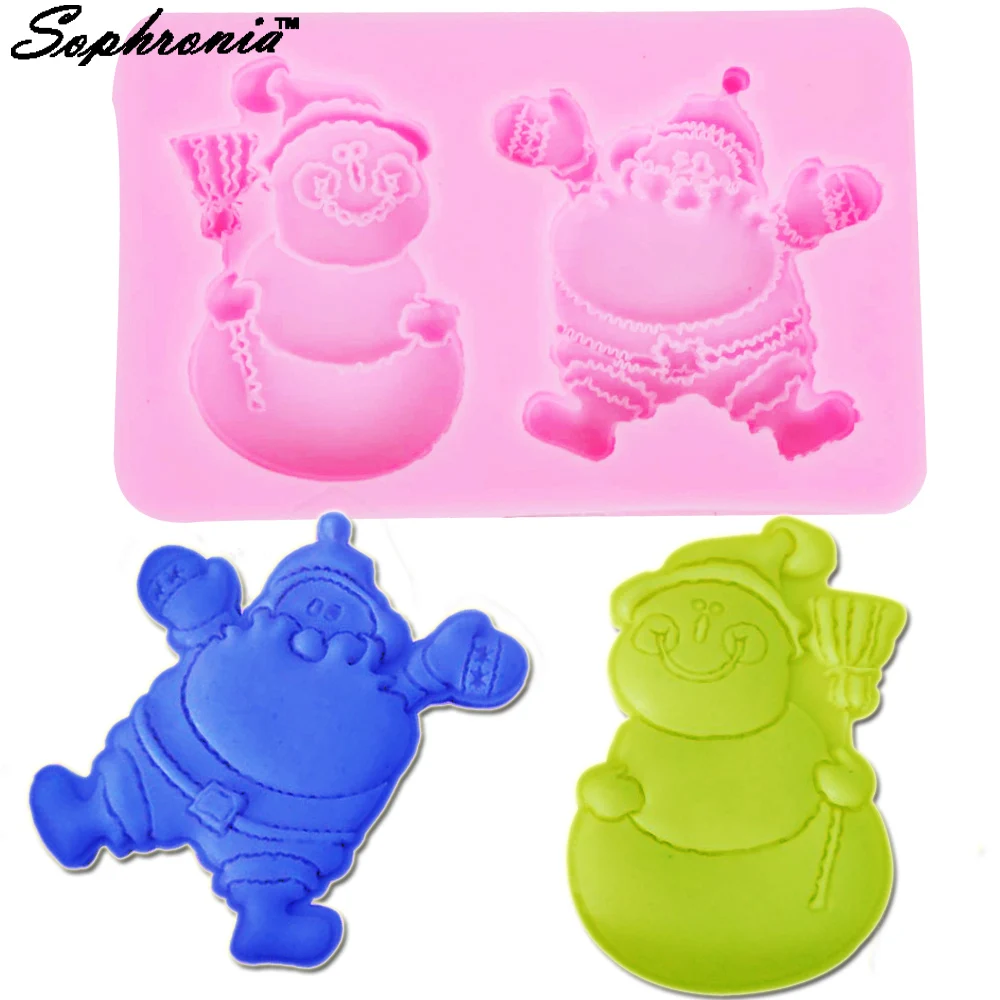1 шт. силиконовая форма для мастики в виде снеговика Санта Клауса|chocolate mould|silicone mold